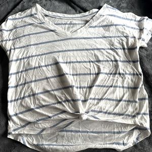 Aeropostle white tee with blue stripes size XS